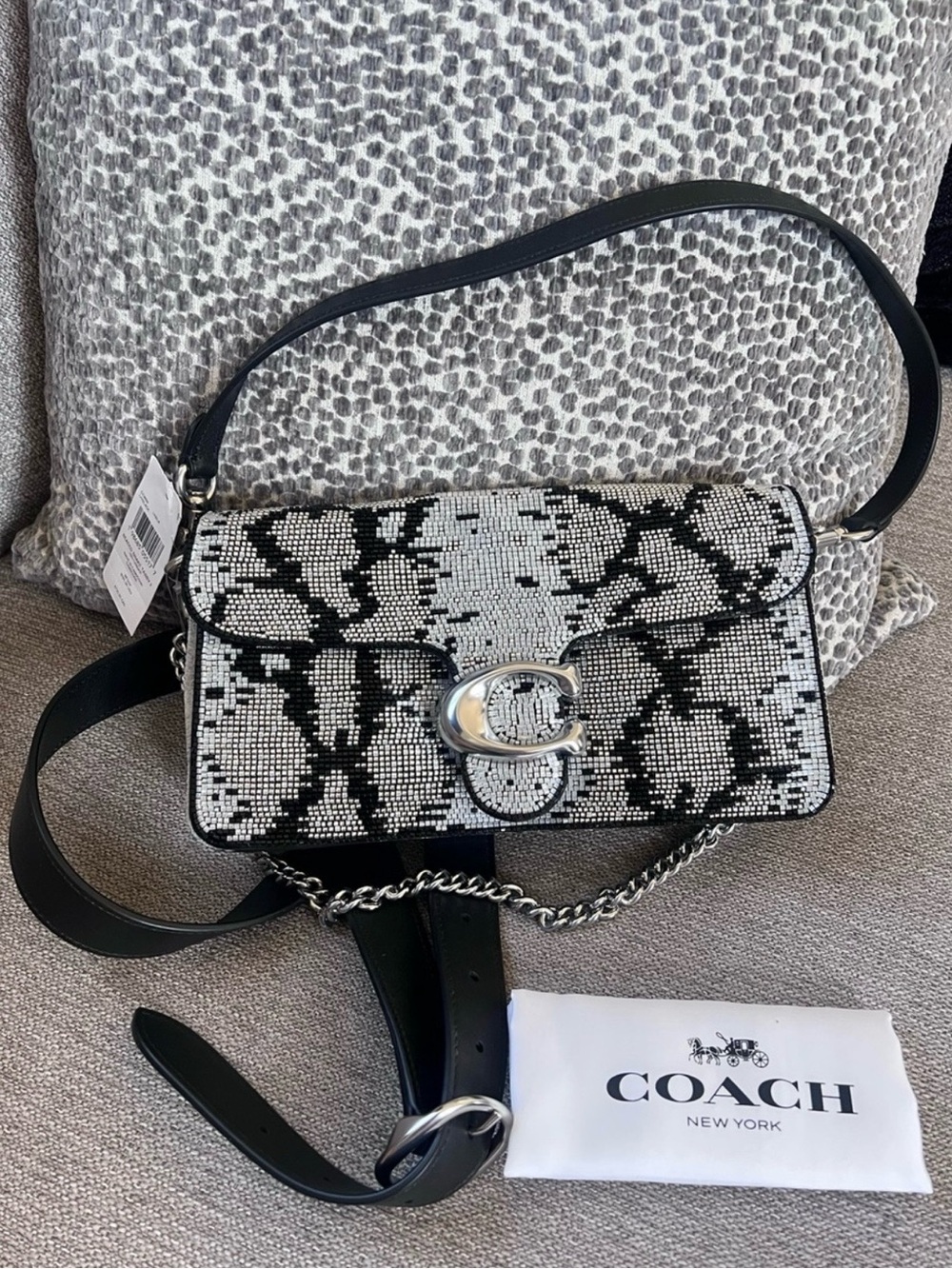 Coach Beaded Snake Embellished Medium Tabby 26 Shoulder Bag, NWT